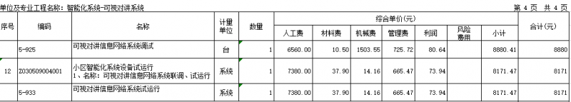 楼宇可视对讲施工费是多少？